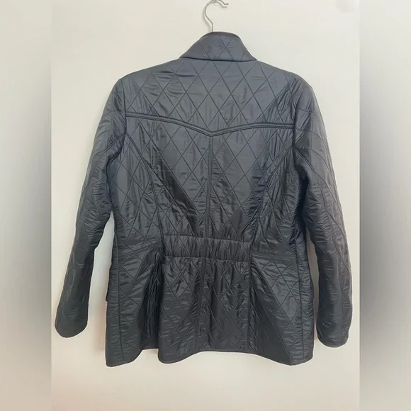 Women's Barbour Cavalry Black Polarquilt Quilted Jacket size 10 M/L Zip Pockets - Picture 7 of 14